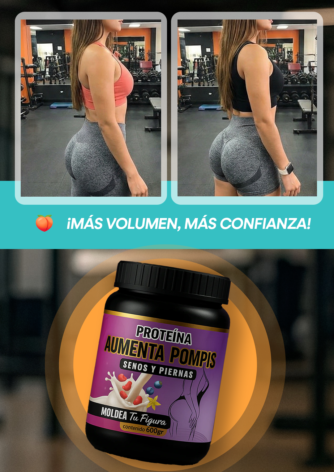 ¡Potencia tus curvas con la Proteína Aumenta Pompis Morada! 💜